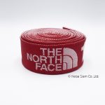สายทอ ลายคอมพิวเตอร์ ตัวอักษร สีแดง the north face